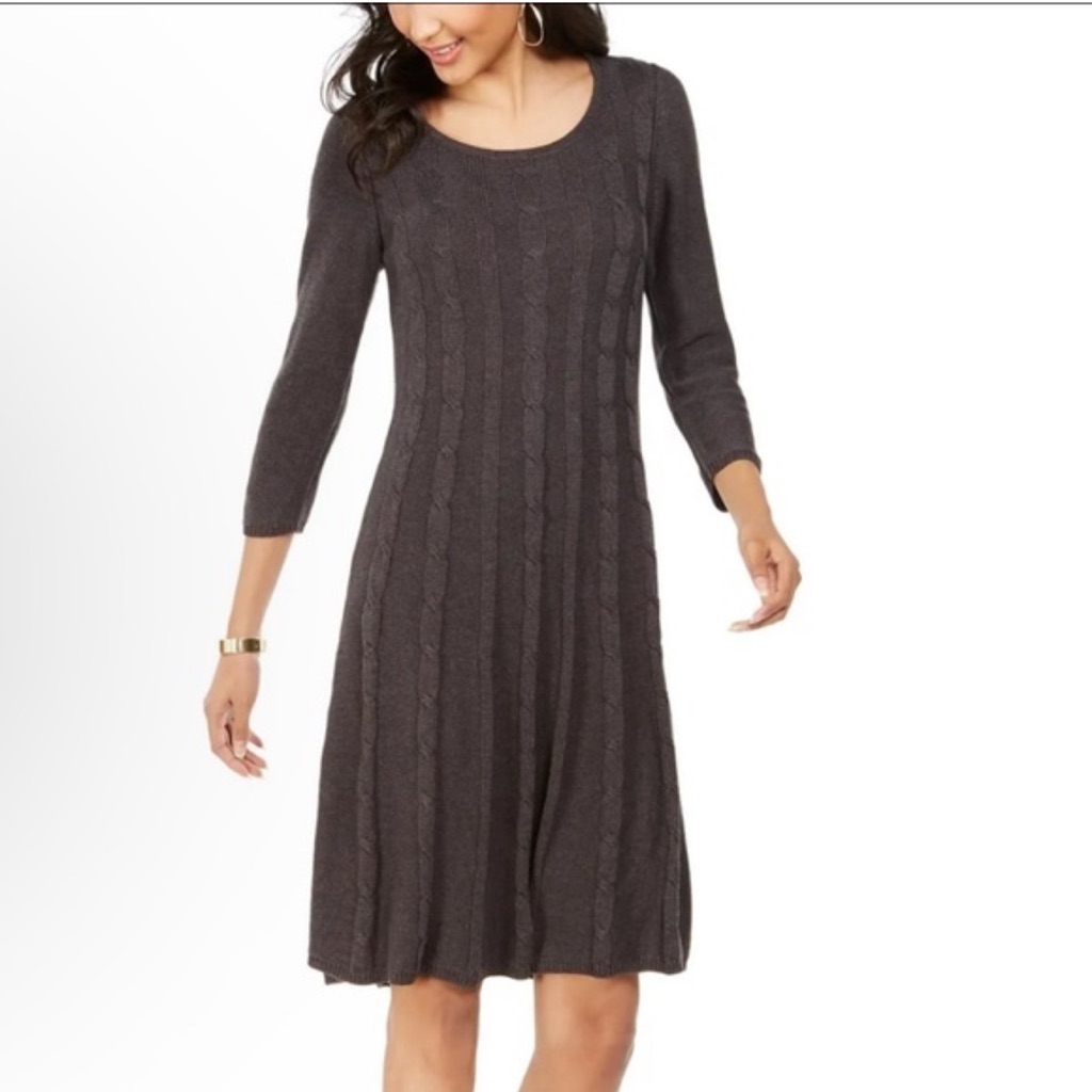 Evan Picone Women's Purple Long Sleeve Dress